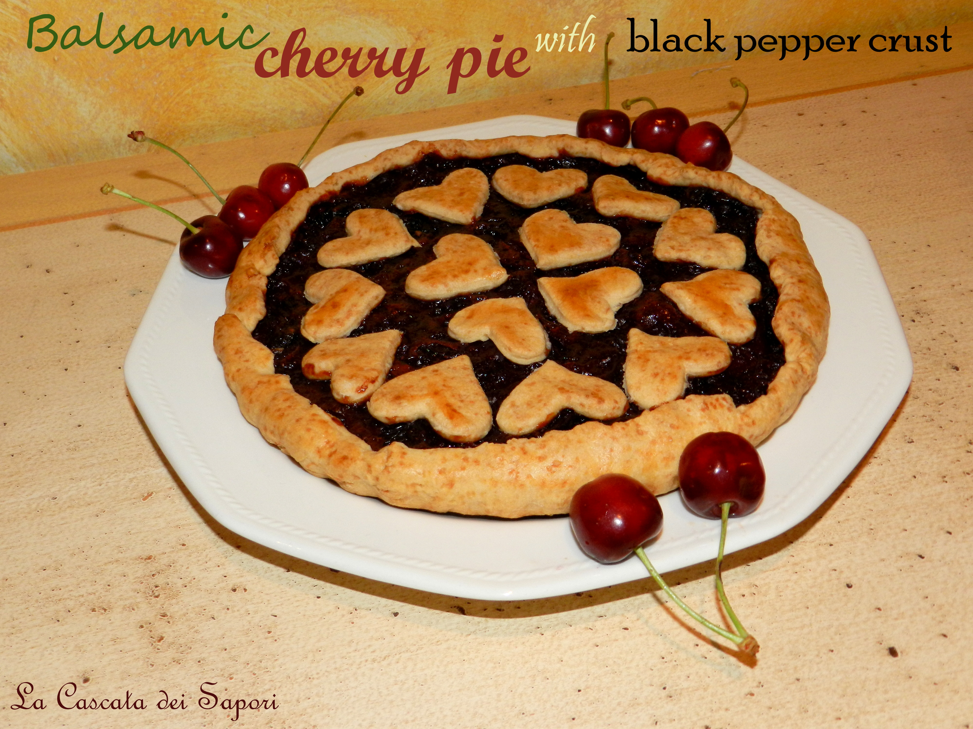 Balsamic cherry pie with black pepper crust