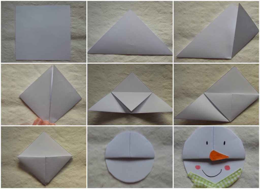 3 Origami Facili di Natale - Segnalibro Pupazzo di Neve