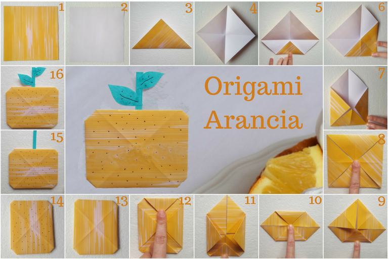 Come realizzare l'arancia con la carta. Origami di Frutta Facili